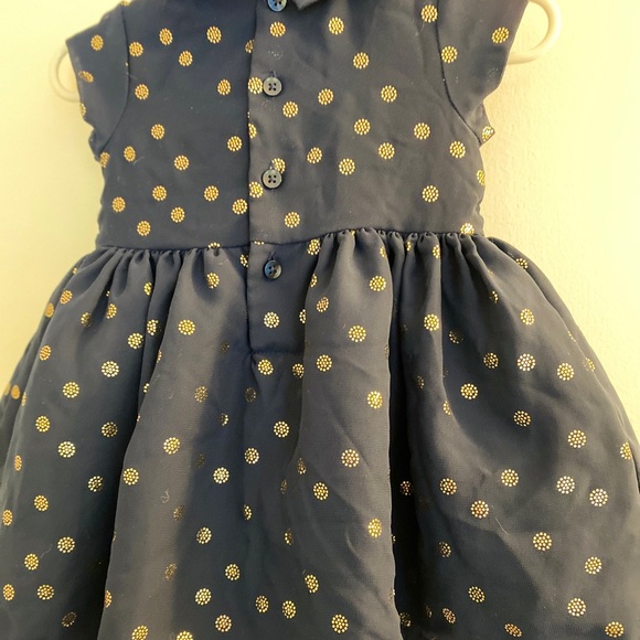 Navy & Gold Holiday Dress and matching gold shoes - Picture 3 of 3